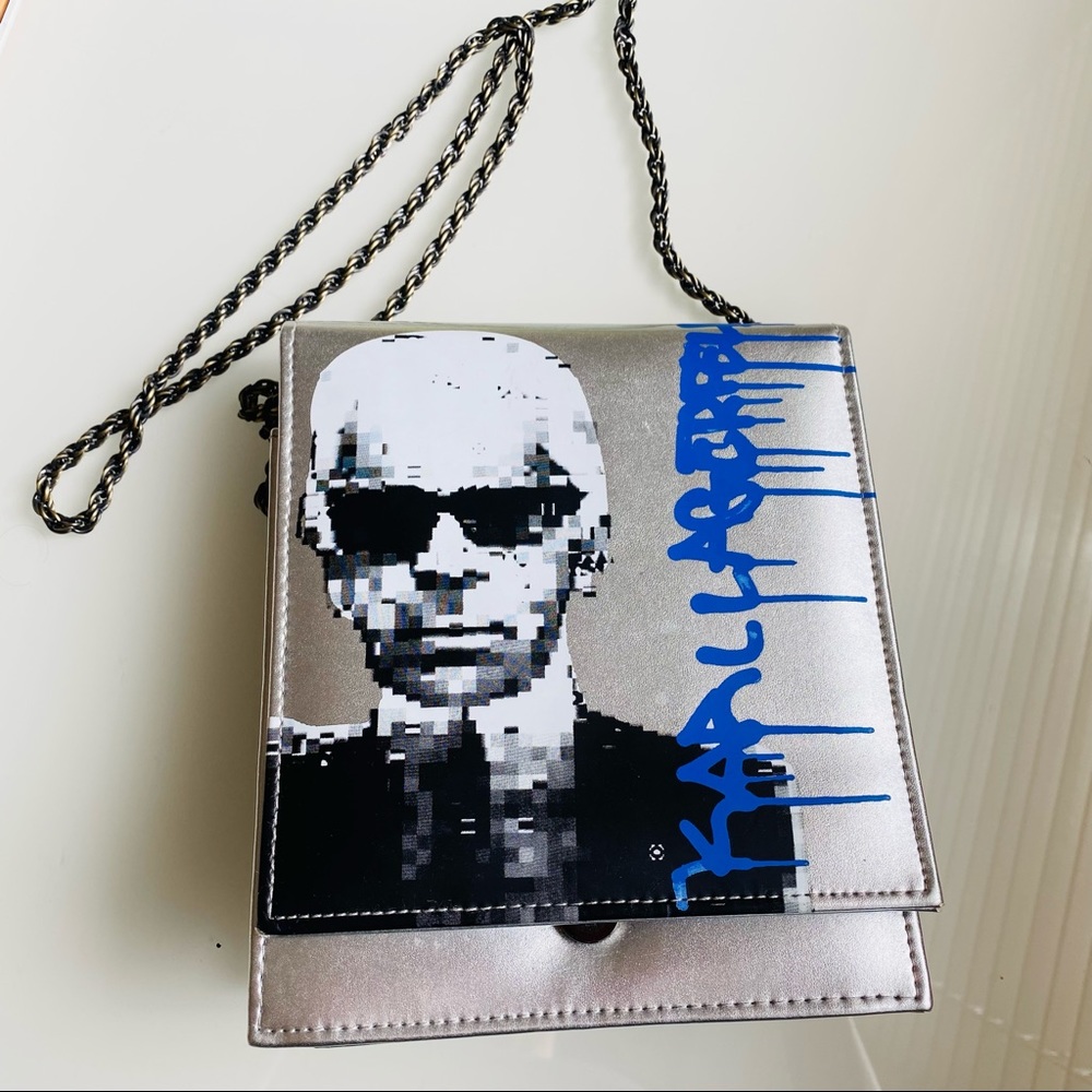 Karl Lagerfeld Metallic Silver Chain Handbag